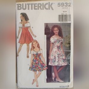 Butterick 5932 Girl's Dress Sewing Pattern UNCUT